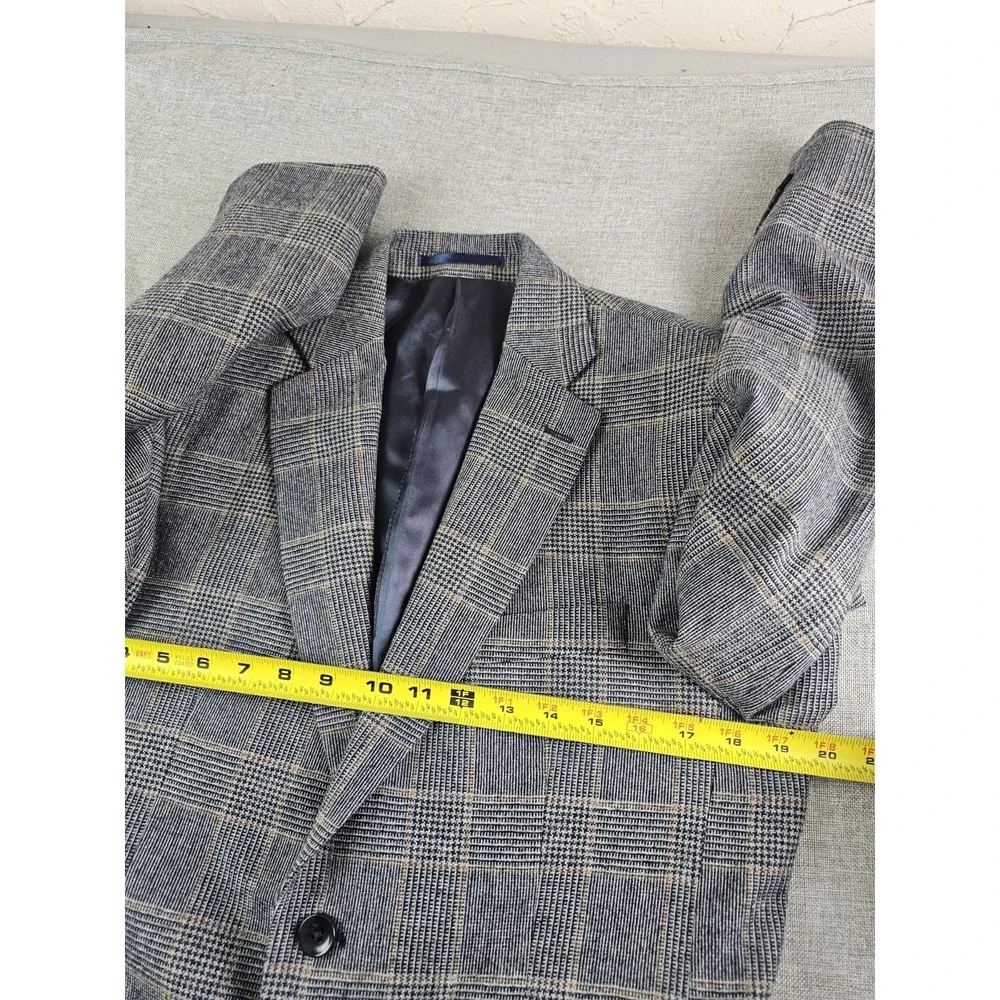 Charles Thyrwitt Blazer Mens 38 S Glen Plaid Moon British Cloth Wool Blend Slim